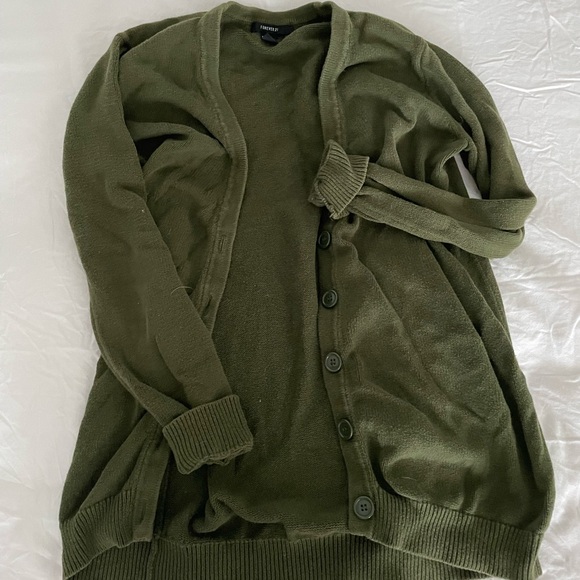 Chunky Olive Green Cardigan - Picture 3 of 3